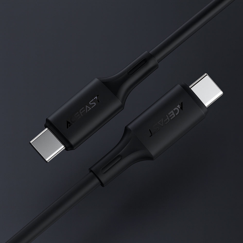 Acefast - Data Cable (C17-03) - Type-C to Type-C, Fast Charging, 60W, 3A, Bend-Resistant, Soft Silicone, 1.2m - Black