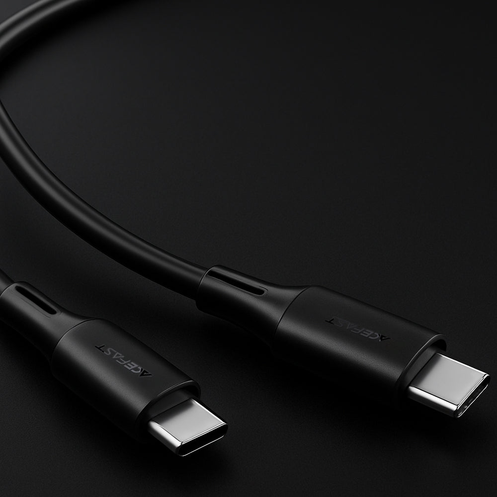 Acefast - Data Cable (C17-03) - Type-C to Type-C, Fast Charging, 60W, 3A, Bend-Resistant, Soft Silicone, 1.2m - Black