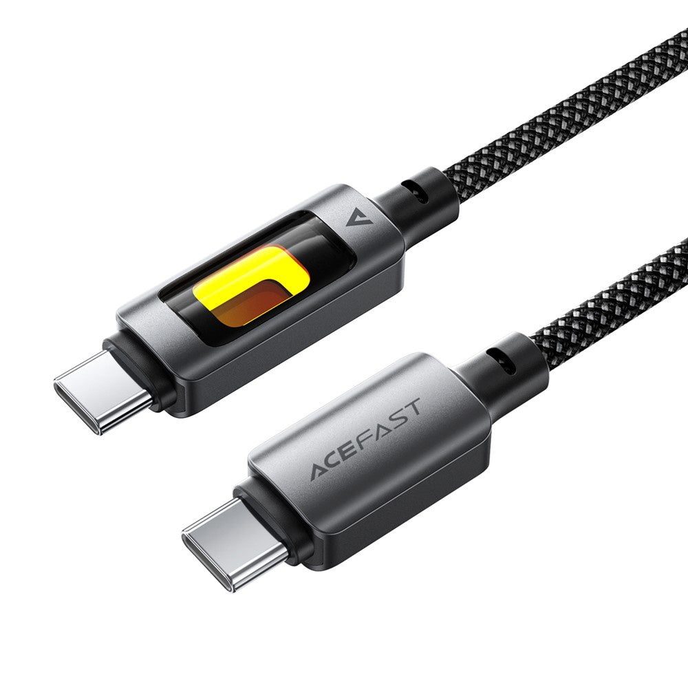 Acefast - Data Cable (C21-03) - Fast Charge, Type-C to Type-C, 60W, 3A, Colorful Gradient Lighting Effect, 1.2m - Black