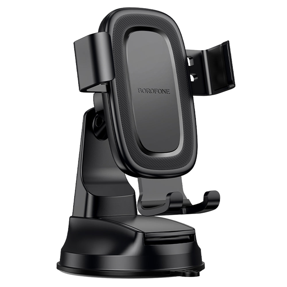 Borofone - Car Holder Follower Gravity (BH130) - for Dashboard/Windshield, 360° Adjust, ABS, Silicone, 6.1-7" - Black