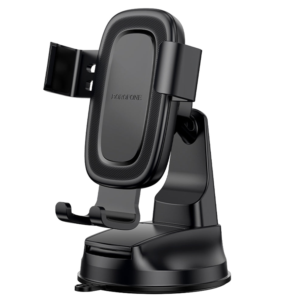 Borofone - Car Holder Follower Gravity (BH130) - for Dashboard/Windshield, 360° Adjust, ABS, Silicone, 6.1-7" - Black