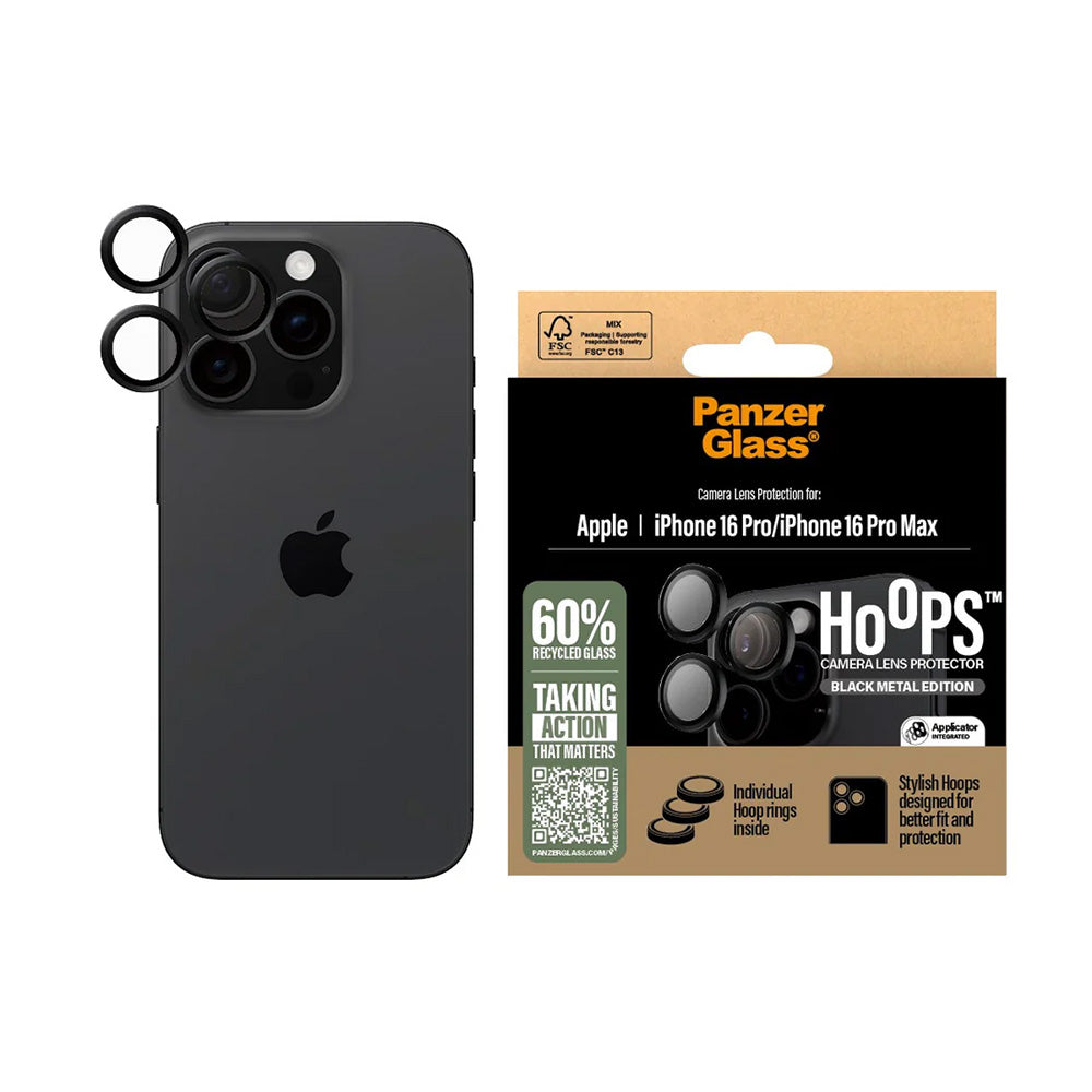 PanzerGlass® - Hoops® Camera Lens Protector - iPhone 16 Pro / iPhone 16 Pro Max - Black