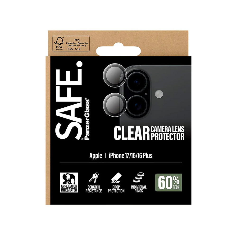 PanzerGlass® - SAFE. Camera Lens Protector - iPhone 17 / iPhone 16 / iPhone 16 Plus - Clear