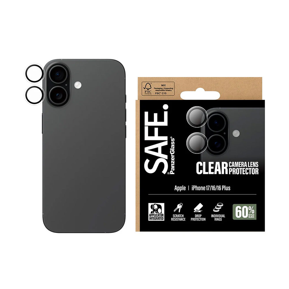 PanzerGlass® - SAFE. Camera Lens Protector - iPhone 17 / iPhone 16 / iPhone 16 Plus - Clear