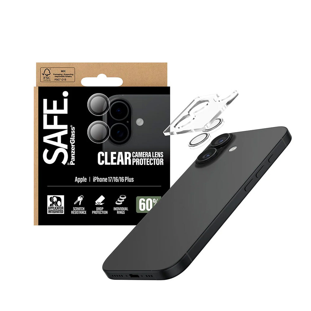 PanzerGlass® - SAFE. Camera Lens Protector - iPhone 17 / iPhone 16 / iPhone 16 Plus - Clear