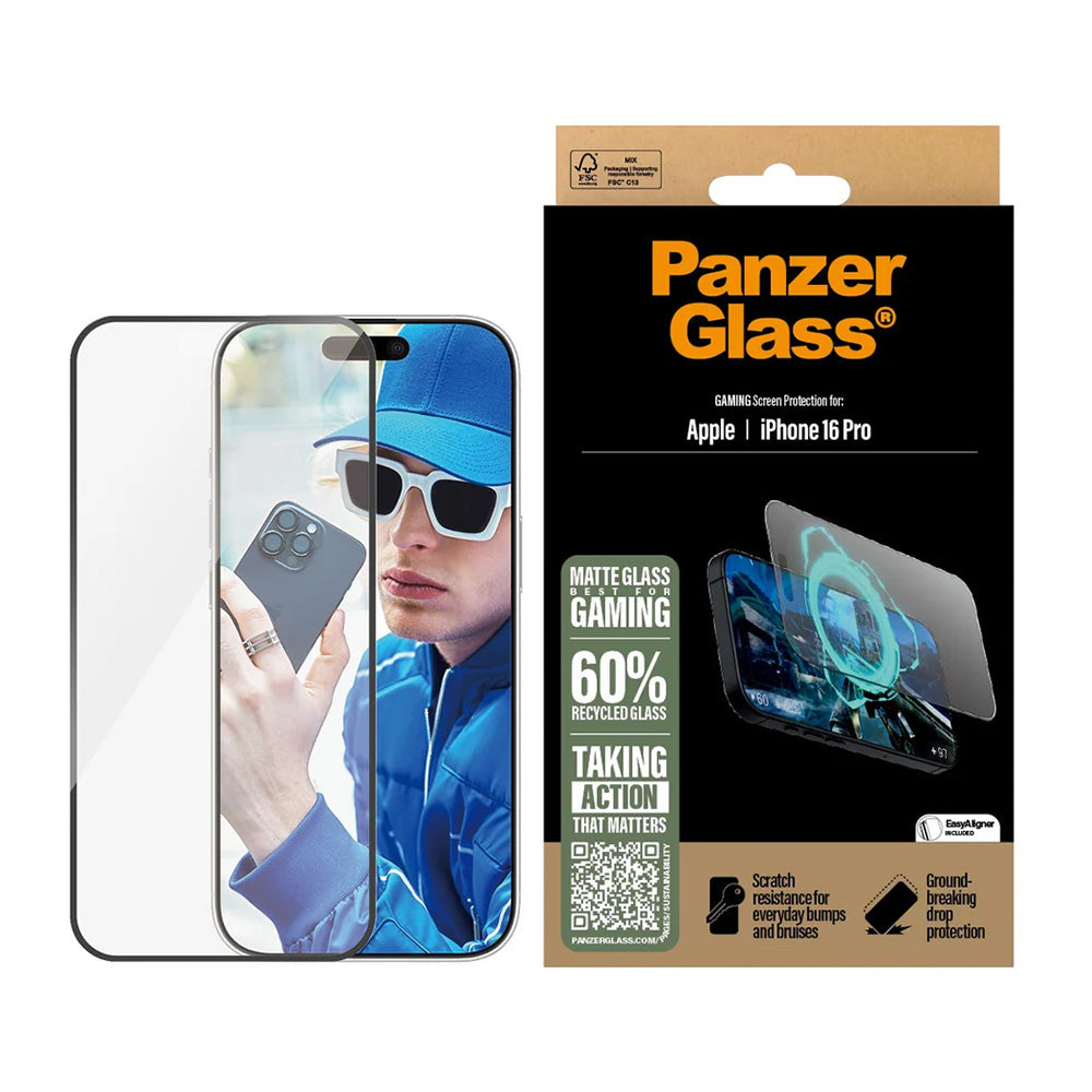 PanzerGlass® - Ultra-Wide Fit Gaming Screen Protector - iPhone 16 Pro - Matte Black