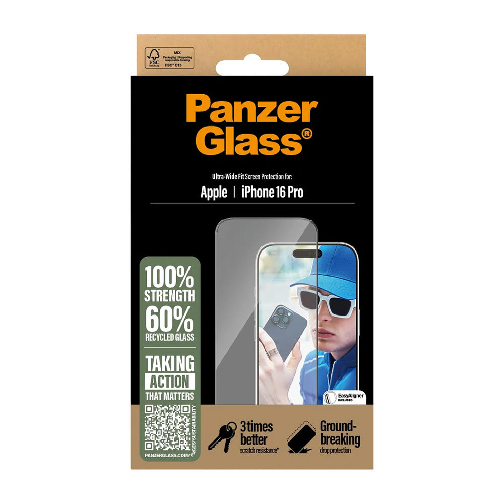PanzerGlass® - Ultra-Wide Fit Screen Protector - iPhone 16 Pro - Black