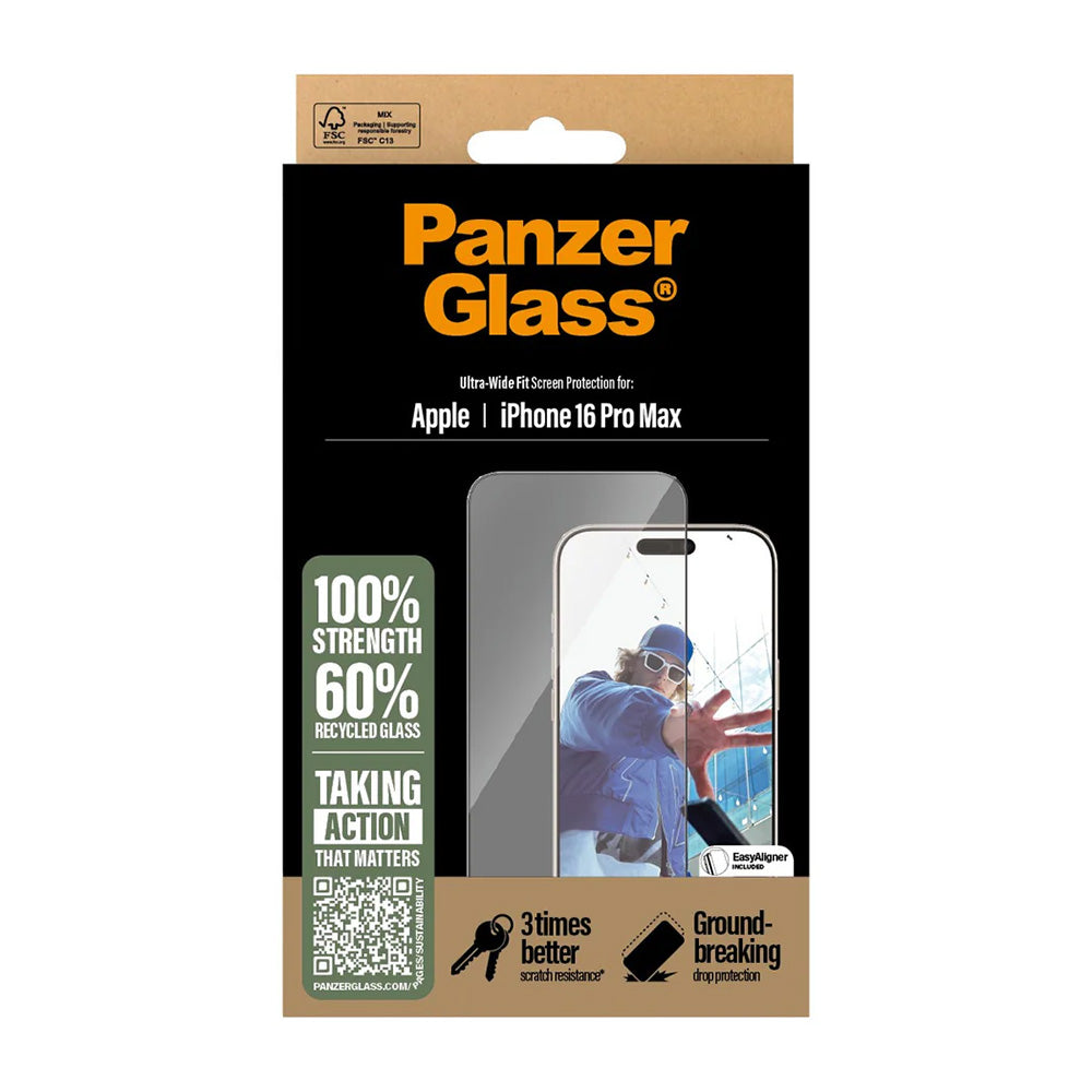 PanzerGlass® - Ultra-Wide Fit Screen Protector - iPhone 16 Pro Max - Black