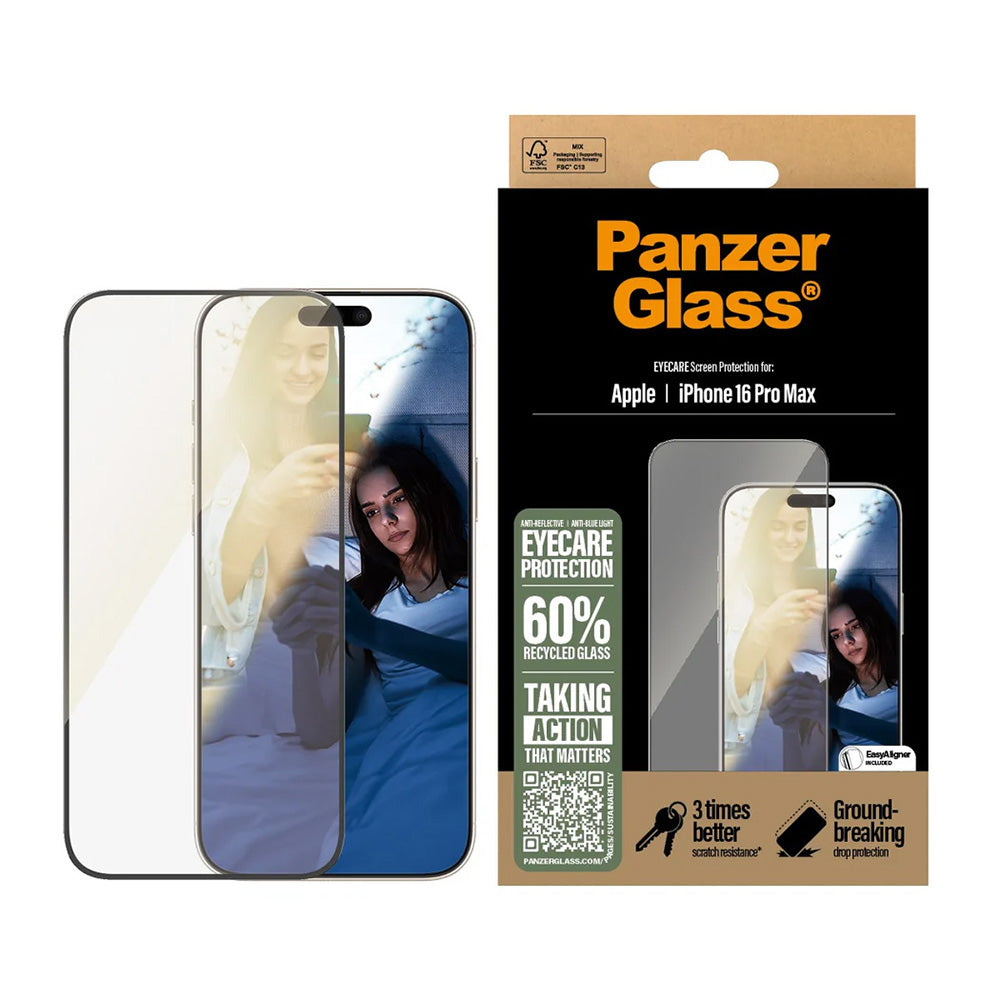 PanzerGlass® - Ultra-Wide Fit EyeCare Screen Protector - iPhone 16 Pro Max - Black