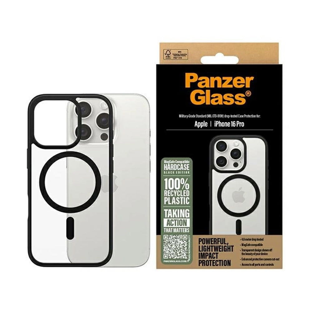 PanzerGlass® - HardCase Black MagSafe & Frame Series - iPhone 16 Pro - Clear