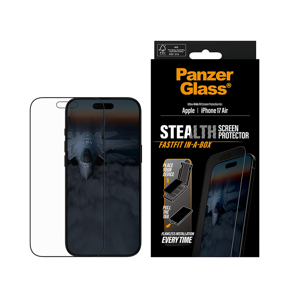 PanzerGlass® - Ultra-Wide Fit Stealth Screen Protector w. FASTFIT IN-A-BOX - iPhone 17 Air - Black