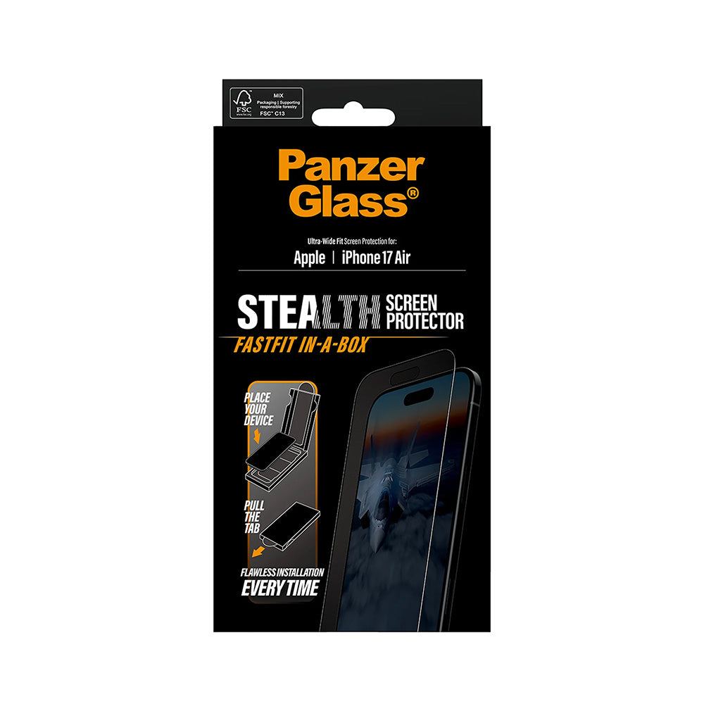 PanzerGlass® - Ultra-Wide Fit Stealth Screen Protector w. FASTFIT IN-A-BOX - iPhone 17 Air - Black