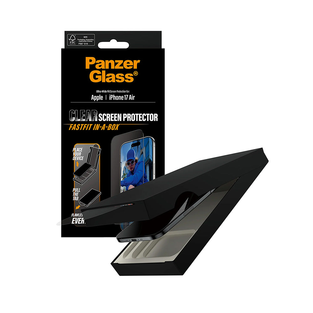 PanzerGlass® - Ultra-Wide Fit Screen Protector w. FASTFIT IN-A-BOX - iPhone 17 Air - Black