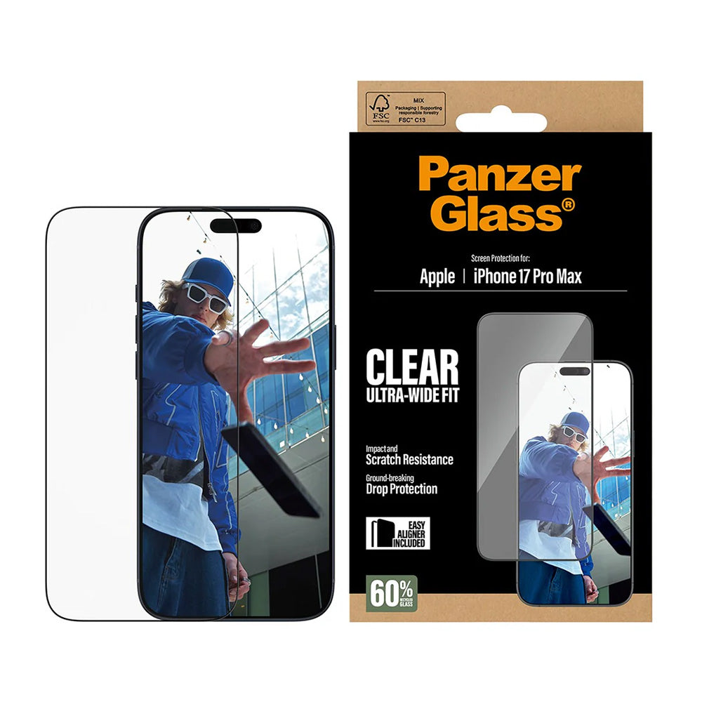 PanzerGlass® - Ultra-Wide Fit Screen Protector w. EasyAligner - iPhone 17 Pro Max - Black