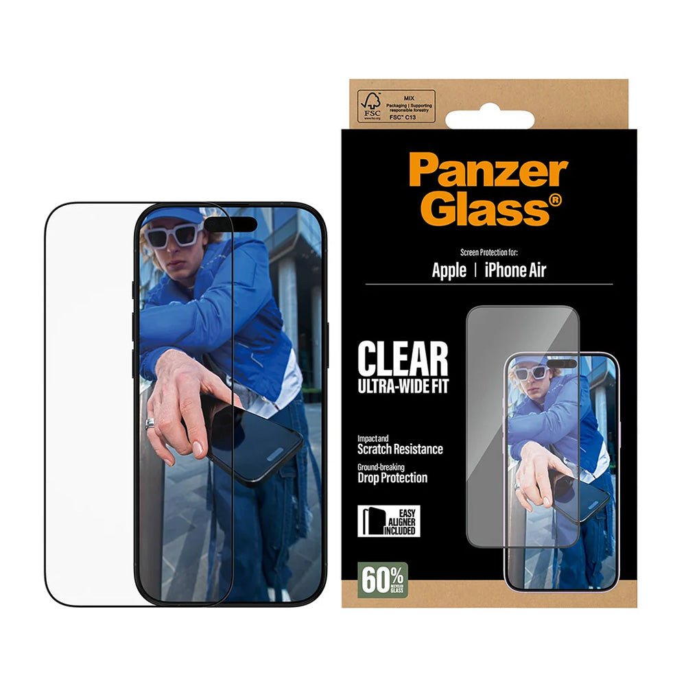 PanzerGlass® - Ultra-Wide Fit Screen Protector w. EasyAligner - iPhone 17 Air - Black