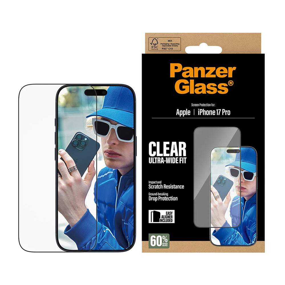 PanzerGlass® - Ultra-Wide Fit Screen Protector w. EasyAligner - iPhone 17 Pro - Black