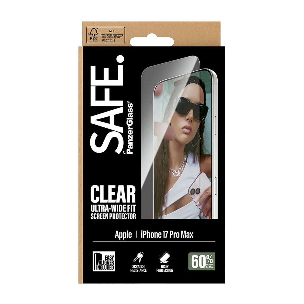 PanzerGlass® - SAFE. Ultra-Wide Fit Screen Protector w. EasyAligner - iPhone 17 Pro Max - Clear