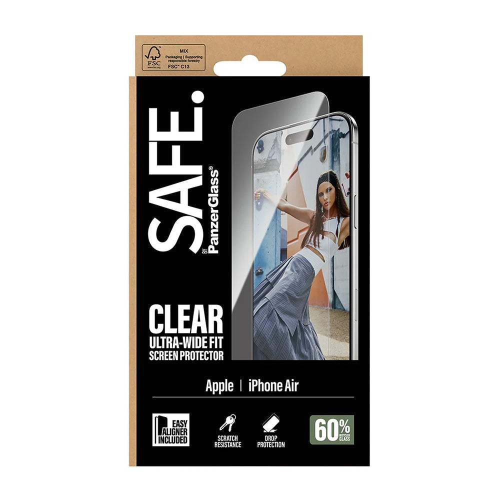 PanzerGlass® - SAFE. Ultra-Wide Fit Screen Protector w. EasyAligner - iPhone 17 Air - Clear