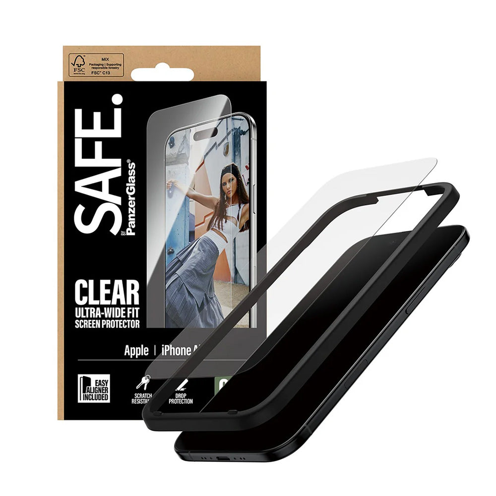 PanzerGlass® - SAFE. Ultra-Wide Fit Screen Protector w. EasyAligner - iPhone 17 Air - Clear