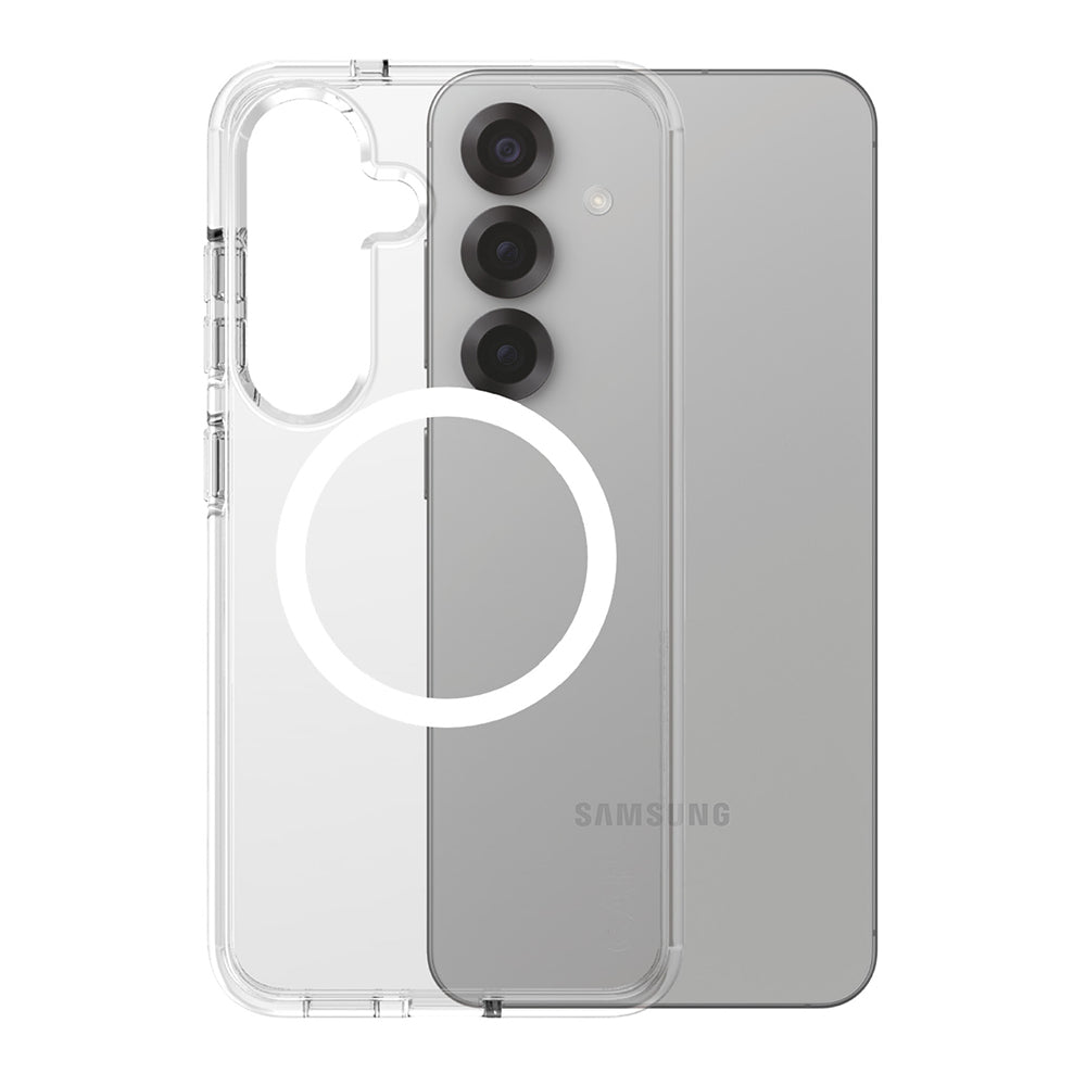 PanzerGlass® - CARE Flagship Urban Combat White Qi Compatible - Samsung Galaxy S25 - Clear