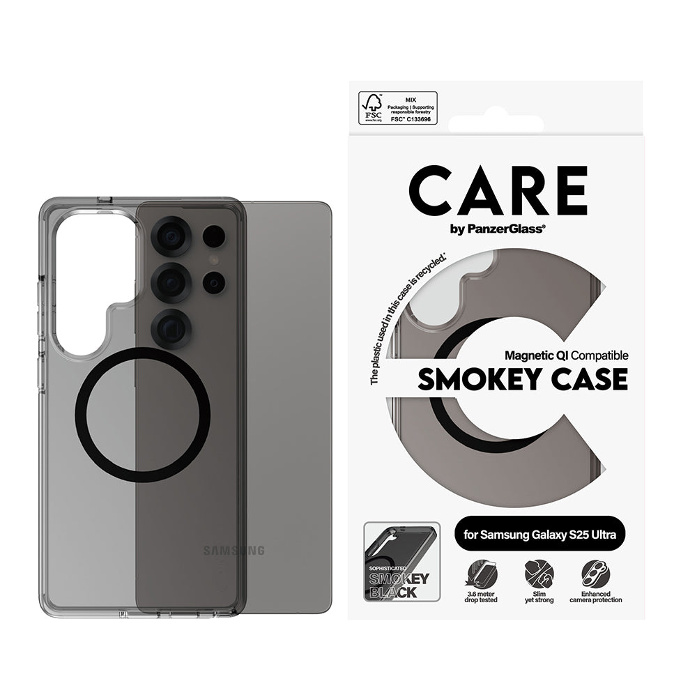 PanzerGlass® - CARE Flagship Urban Combat Black Qi Compatible - Samsung Galaxy S25 Ultra - Smokey