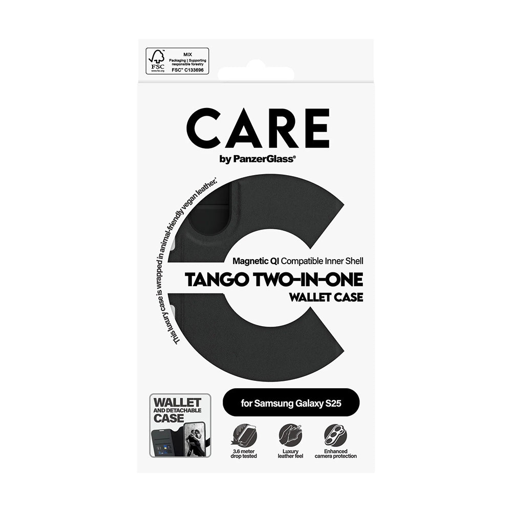 PanzerGlass® - CARE Feature Case Tango Two-in-One Wallet - Samsung Galaxy S25 - Black