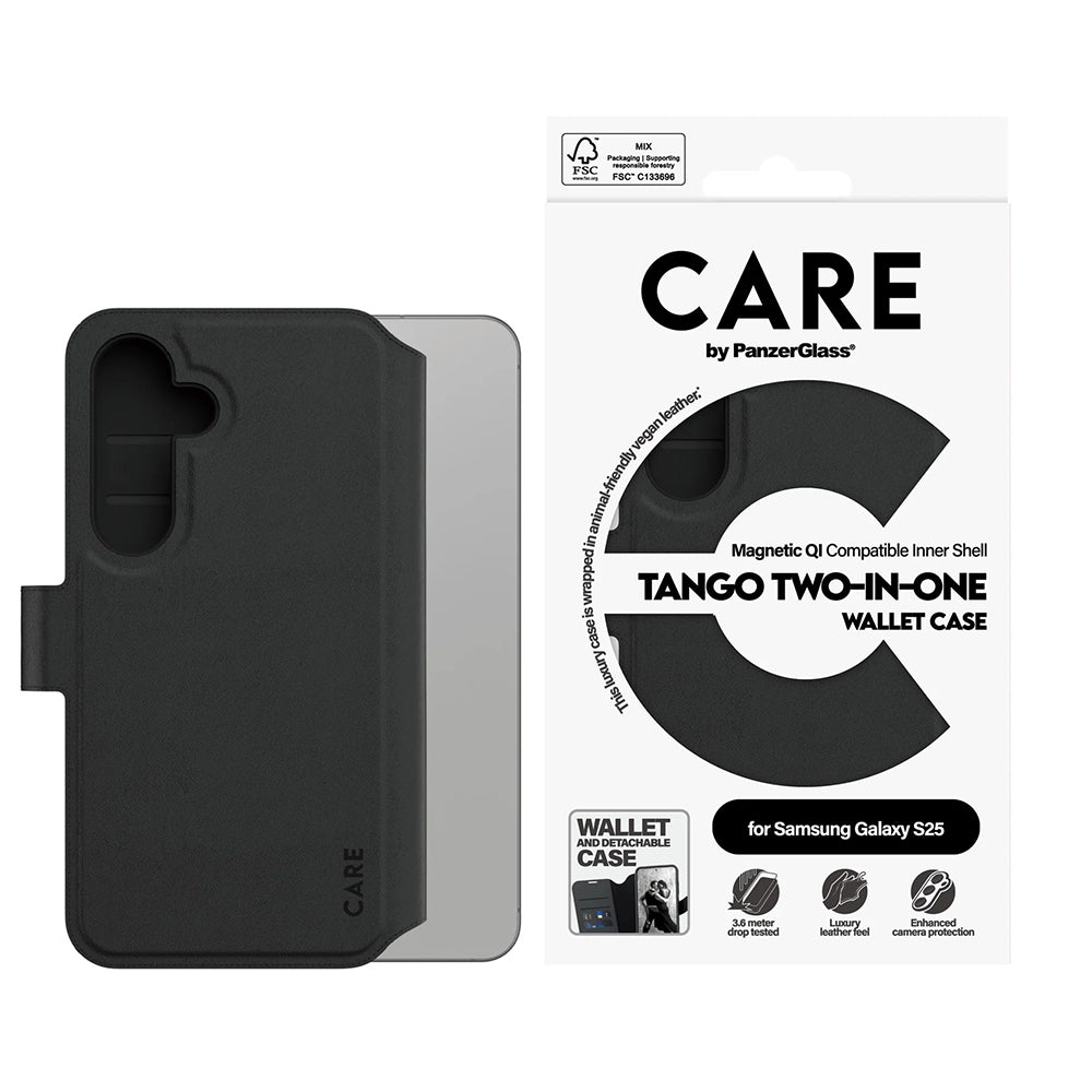 PanzerGlass® - CARE Feature Case Tango Two-in-One Wallet - Samsung Galaxy S25 - Black