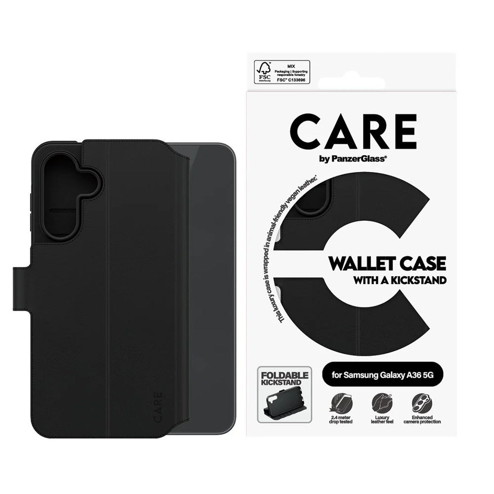 PanzerGlass® - CARE Feature Kickstand Wallet Case - Samsung Galaxy A36 5G - Black