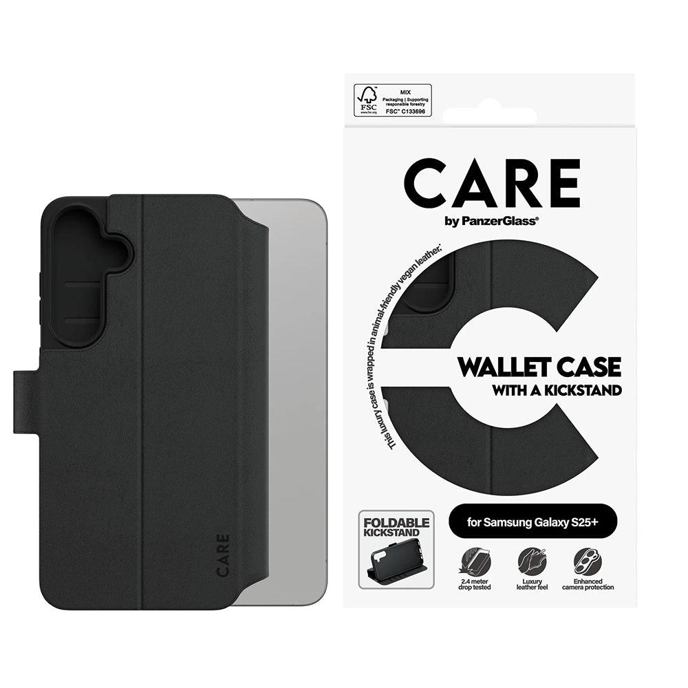 PanzerGlass® - CARE Feature Kickstand Wallet Case - Samsung Galaxy S25 Plus - Black