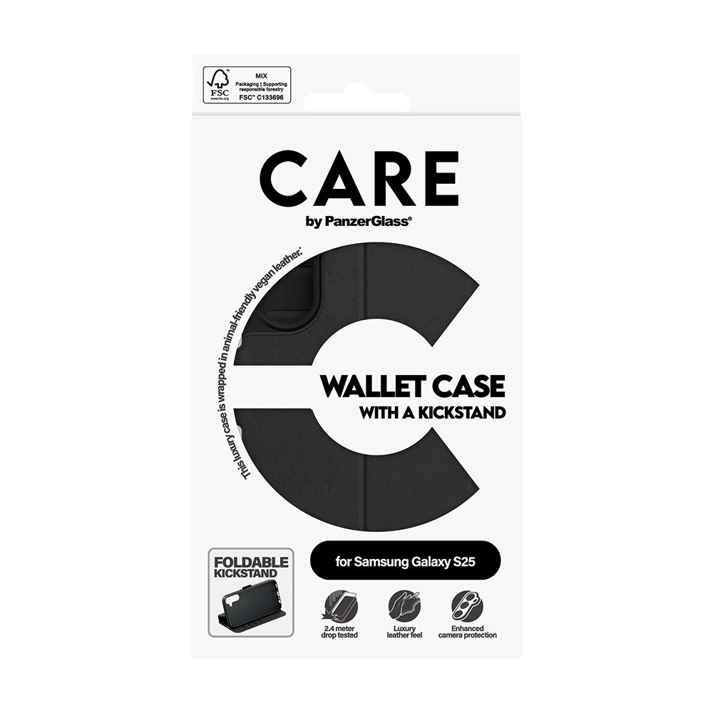 PanzerGlass® - CARE Feature Kickstand Wallet Case - Samsung Galaxy S25 - Black