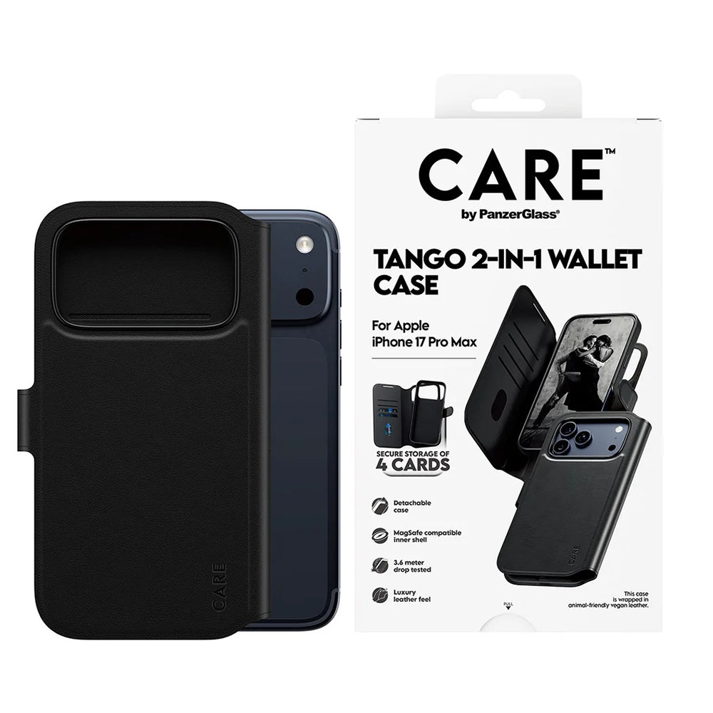PanzerGlass® - CARE Feature MagSafe Case Tango Two-in-One Wallet - iPhone 17 Pro Max - Black