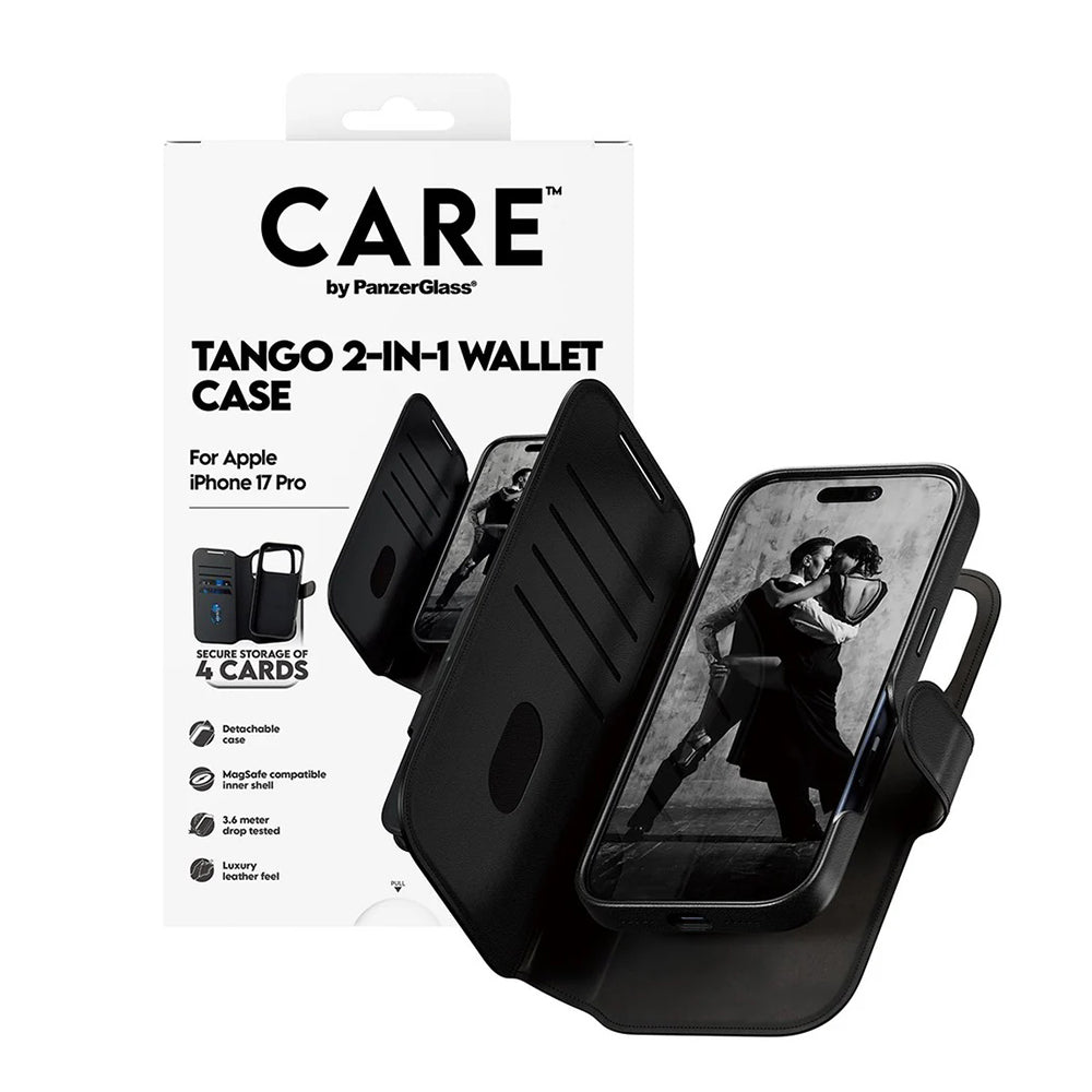 PanzerGlass® - CARE Feature MagSafe Case Tango Two-in-One Wallet - iPhone 17 Pro - Black