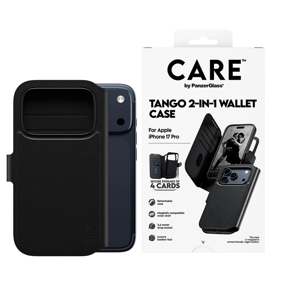 PanzerGlass® - CARE Feature MagSafe Case Tango Two-in-One Wallet - iPhone 17 Pro - Black