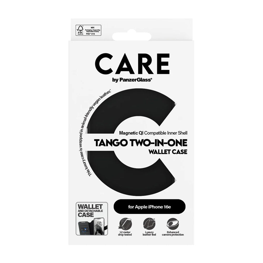 PanzerGlass® - CARE Feature Case Tango Two-in-One Wallet - iPhone 16e / iPhone 17e - Black