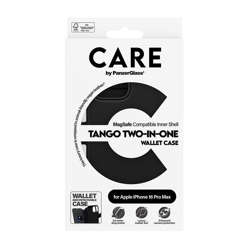 PanzerGlass® - CARE Feature MagSafe Case Tango Two-in-One Wallet - iPhone 16 Pro Max - Black