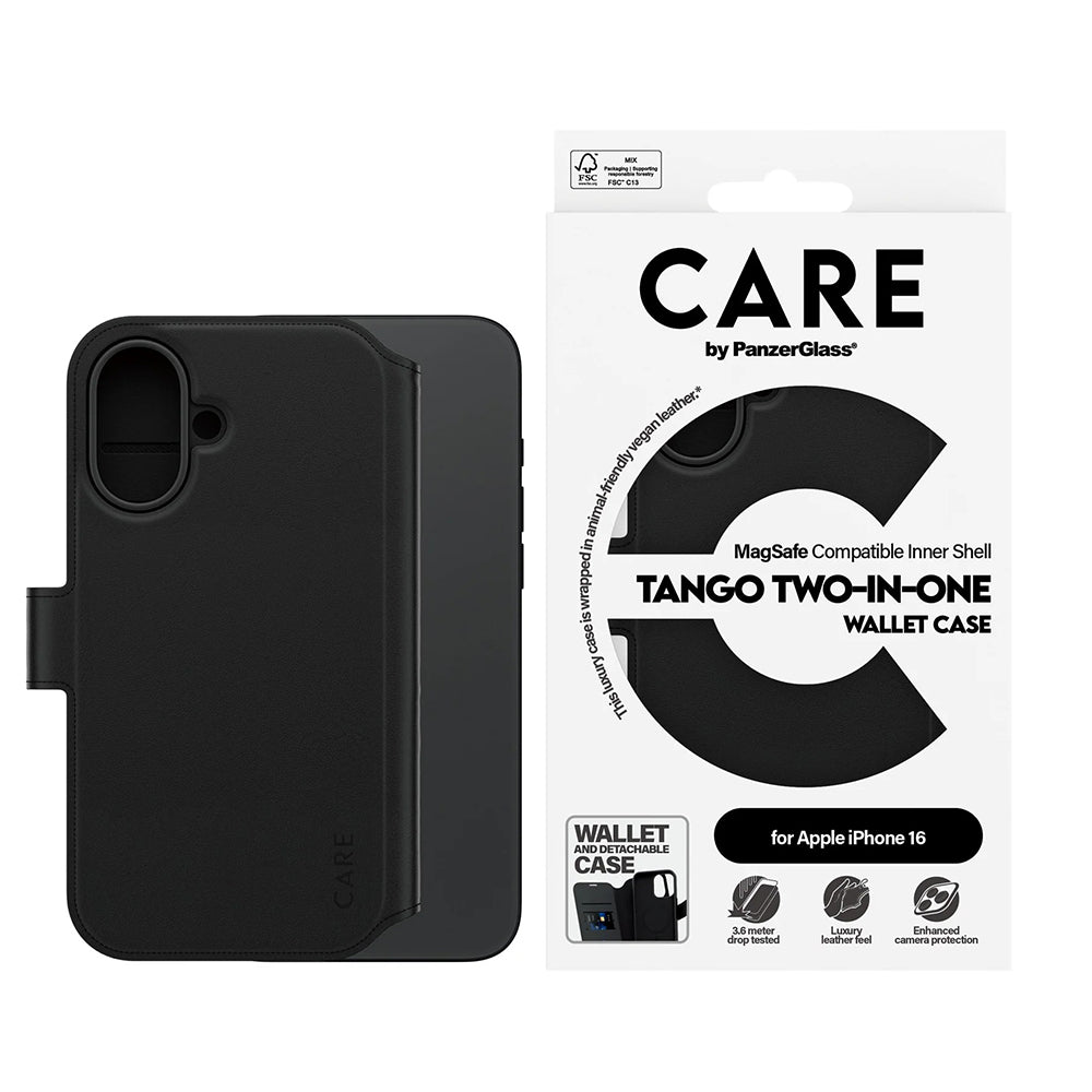 PanzerGlass® - CARE Feature MagSafe Case Tango Two-in-One Wallet - iPhone 16 - Black
