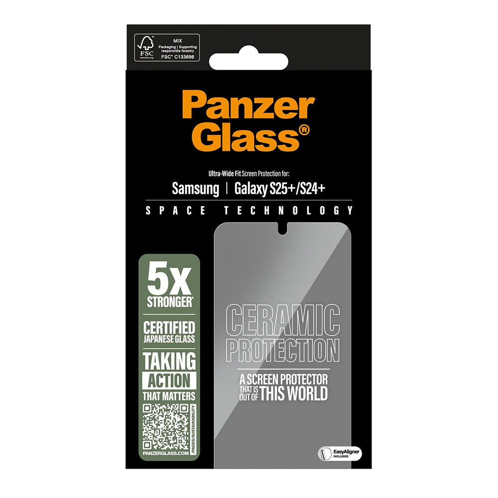PanzerGlass® - Ultra-Wide Fit Ceramic Screen Protector w. EasyAligner - Samsung Galaxy S25 Plus / S24 Plus - Clear