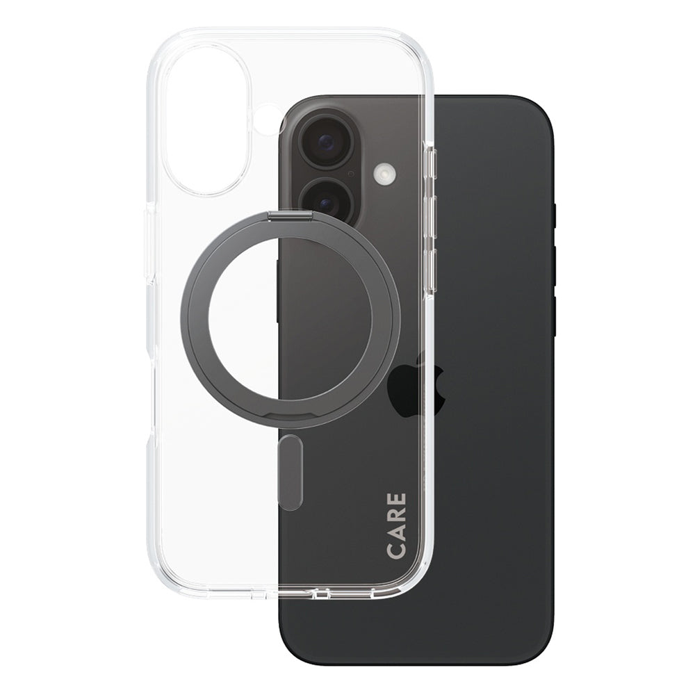 PanzerGlass® - CARE Feature Black Kickstand & MagSafe - iPhone 16 - Clear