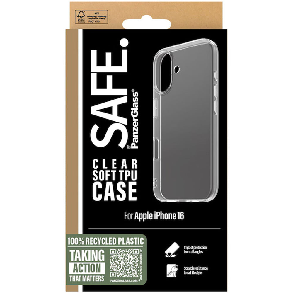 PanzerGlass® - SAFE. TPU Case Series - iPhone 16 - Transparent