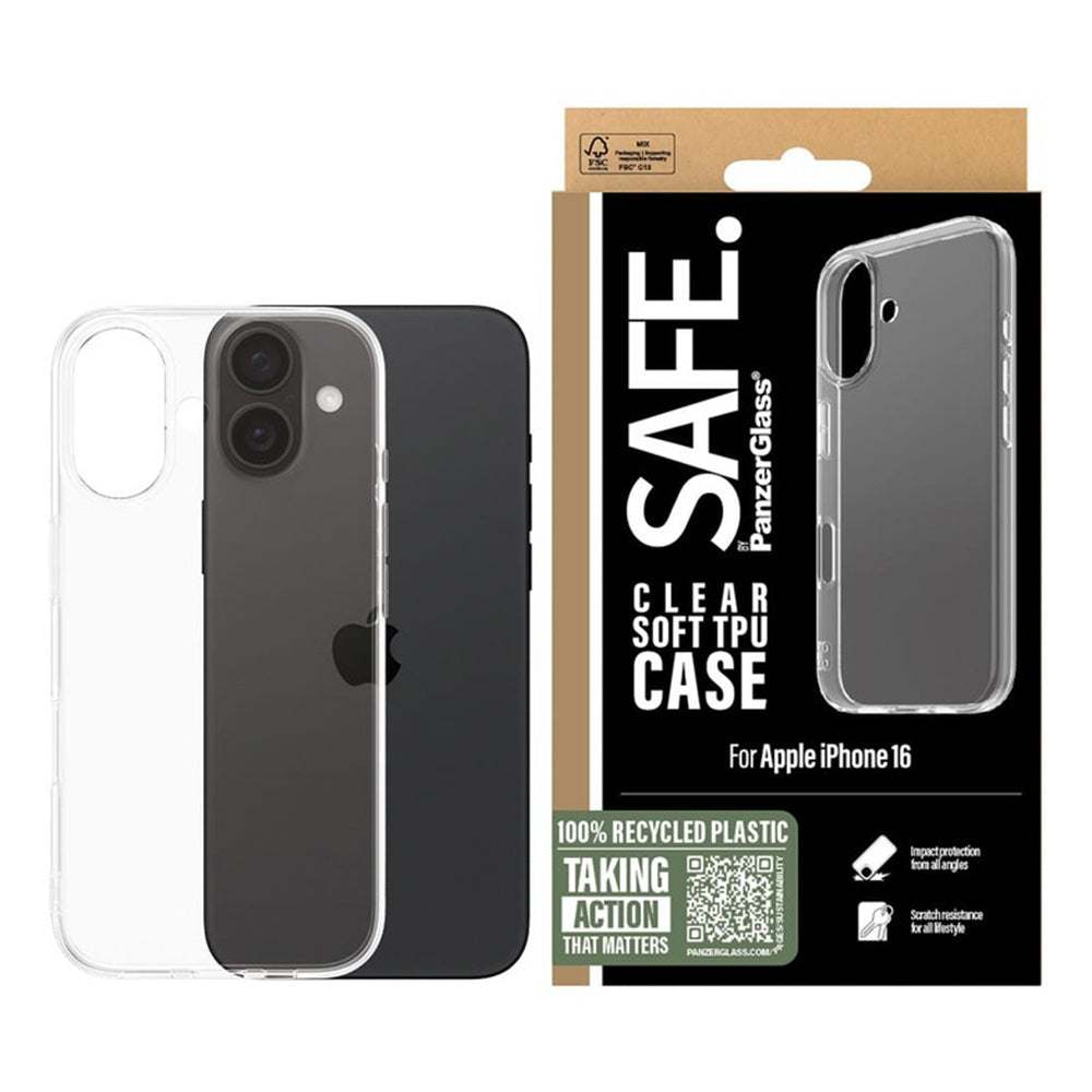 PanzerGlass® - SAFE. TPU Case Series - iPhone 16 - Transparent