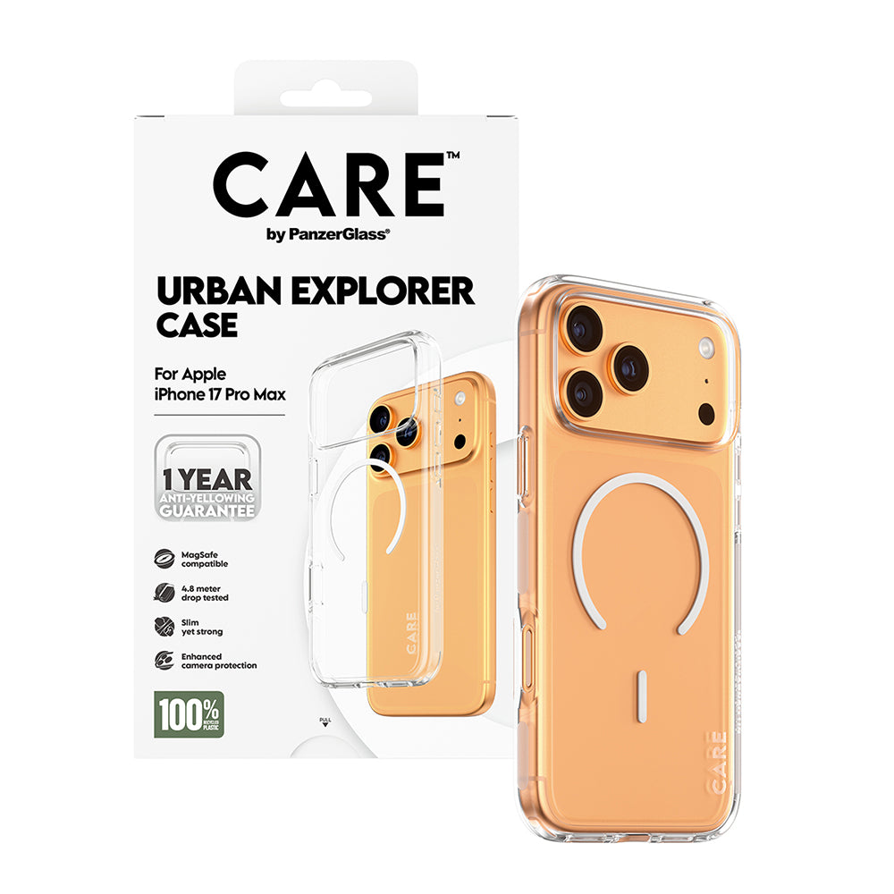 PanzerGlass® - CARE Flagship Urban Explorer White MagSafe - iPhone 17 Pro - Clear
