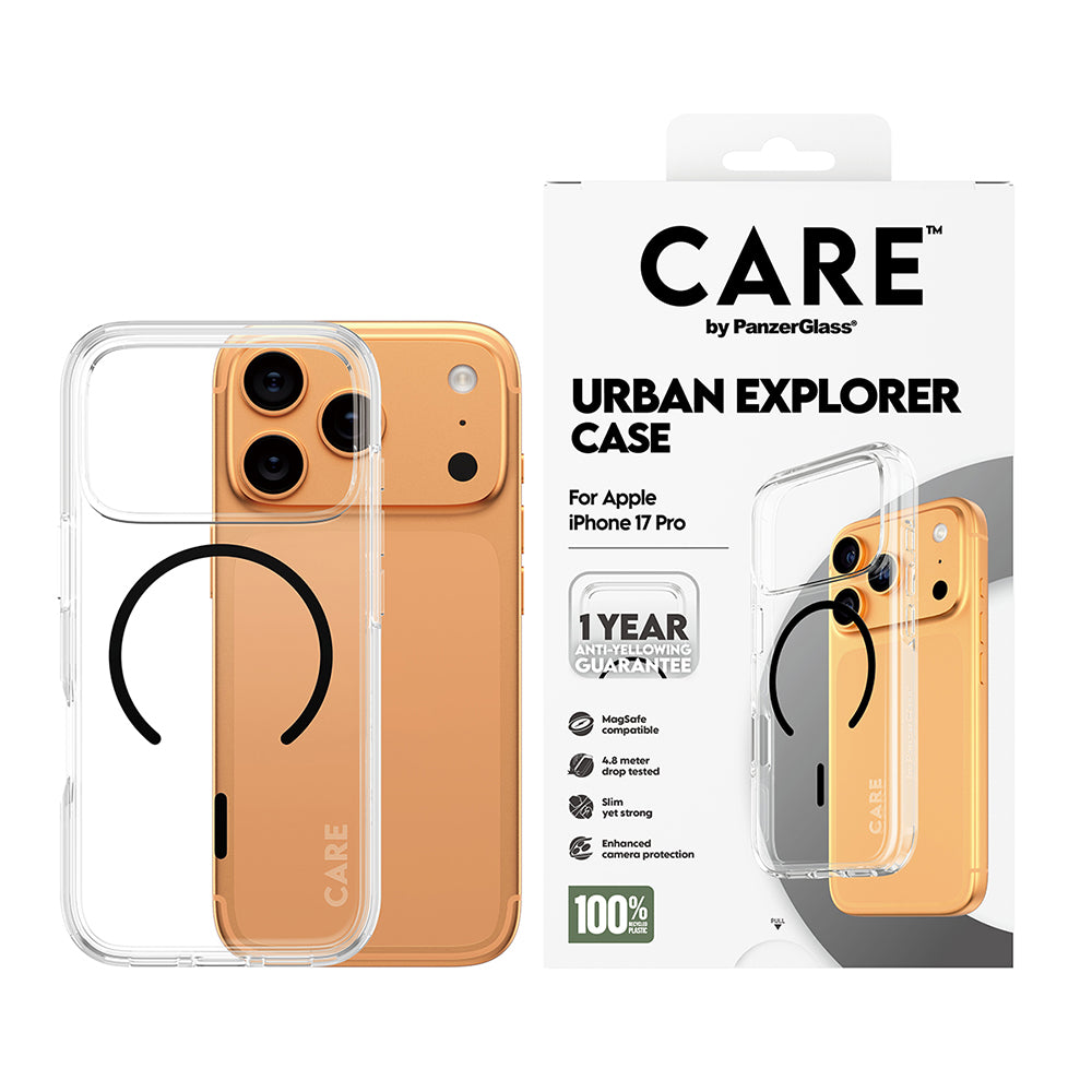 PanzerGlass® - CARE Flagship Urban Explorer Black MagSafe - iPhone 17 Pro - Clear