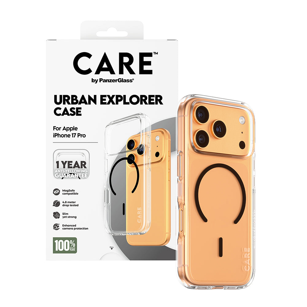 PanzerGlass® - CARE Flagship Urban Explorer Black MagSafe - iPhone 17 Pro - Clear