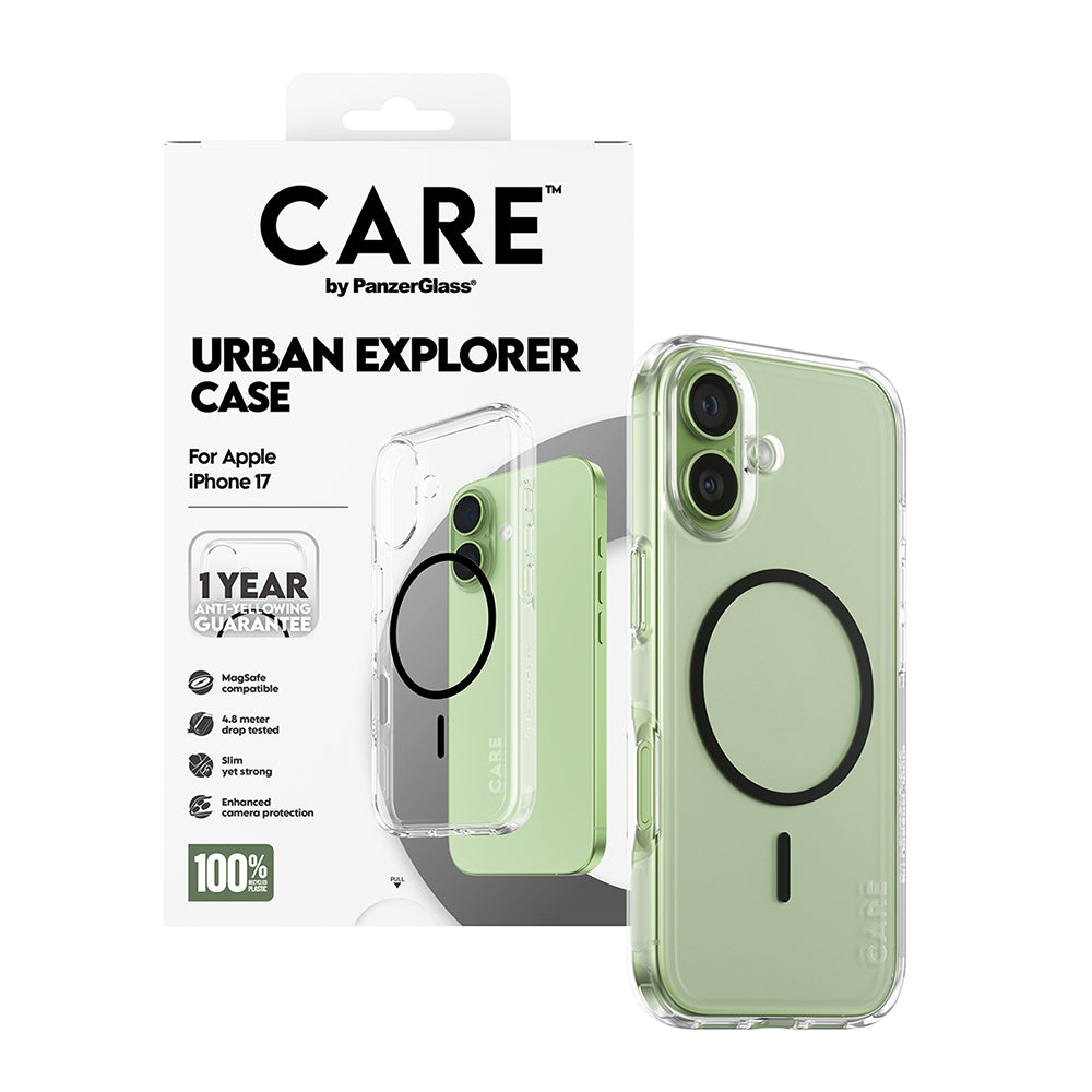 PanzerGlass® - CARE Flagship Urban Explorer Black MagSafe - iPhone 17 - Clear