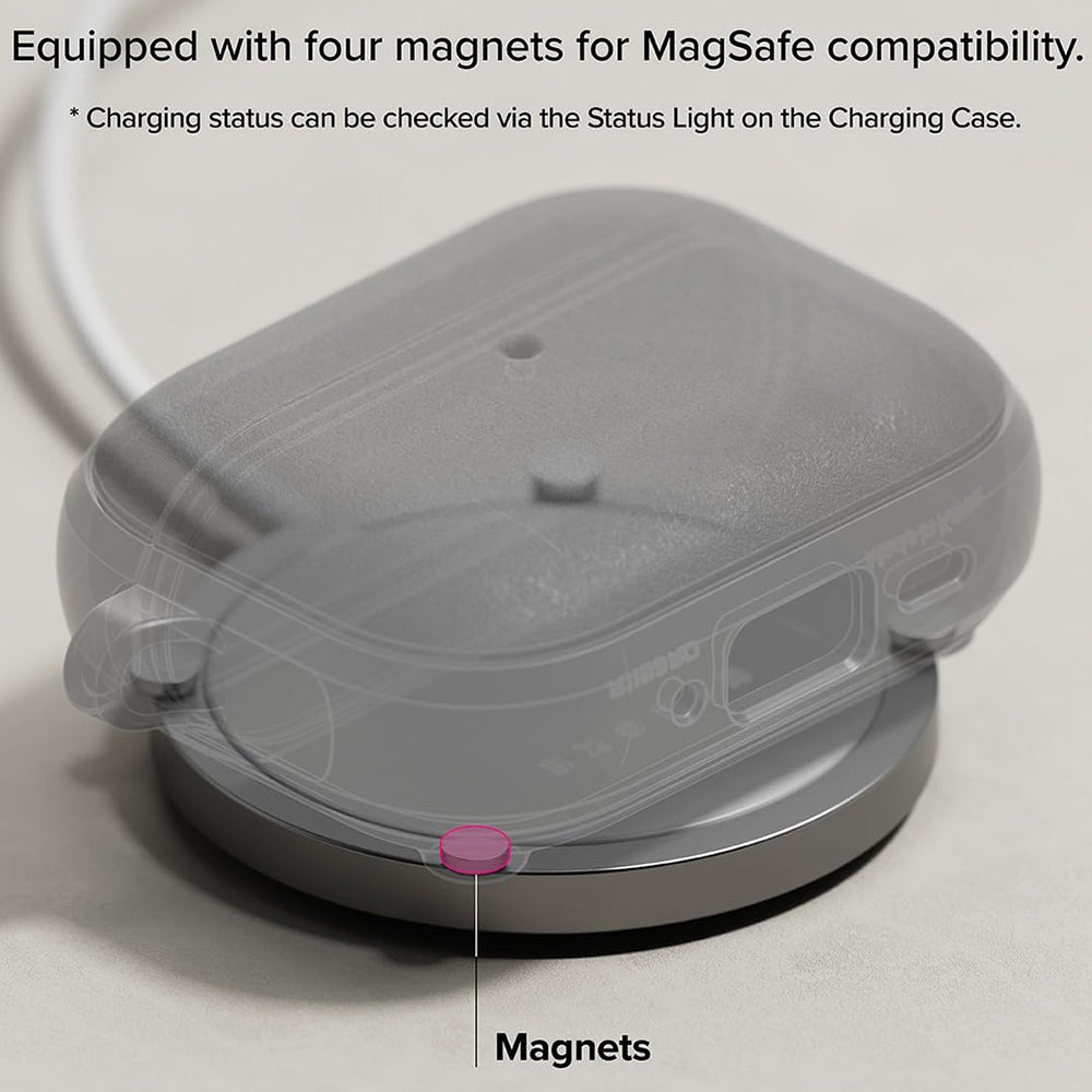 Ringke - Protection Case Onyx Magnetic - for AirPods Pro 3, Non-Slip Texture, Carabiner Hole - Warm Gray