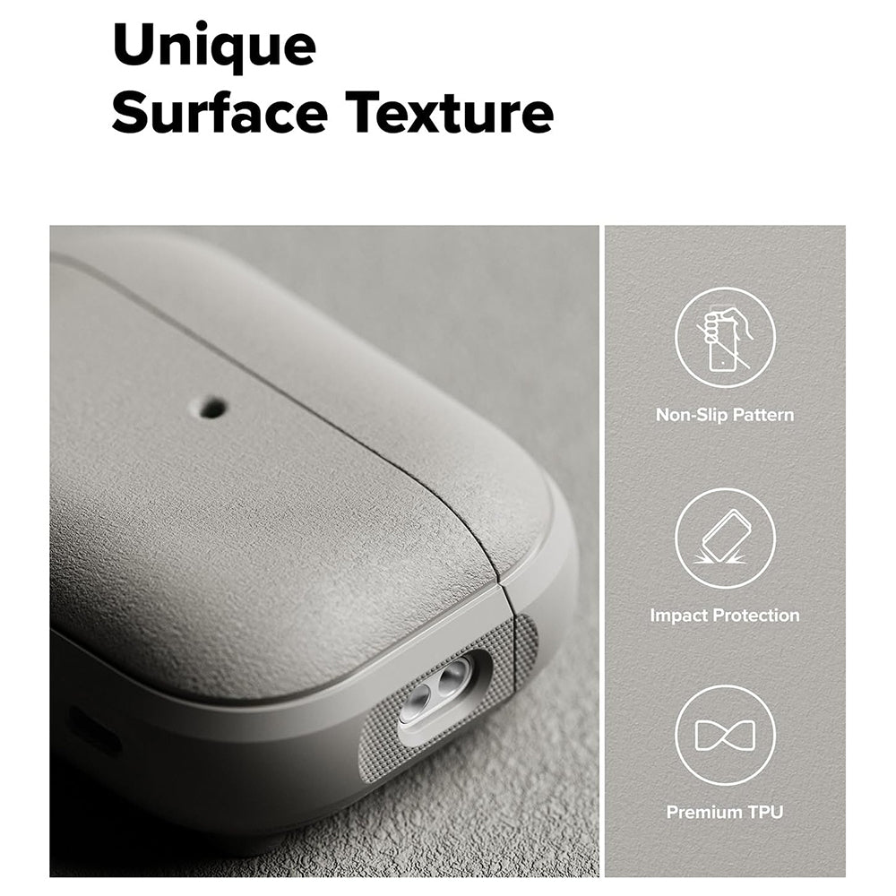 Ringke - Protection Case Onyx Magnetic - for AirPods Pro 3, Non-Slip Texture, Carabiner Hole - Warm Gray