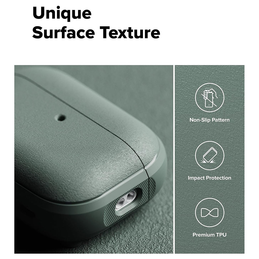 Ringke - Protection Case Onyx Magnetic - for AirPods Pro 3, Non-Slip Texture, Carabiner Hole - Sage Green