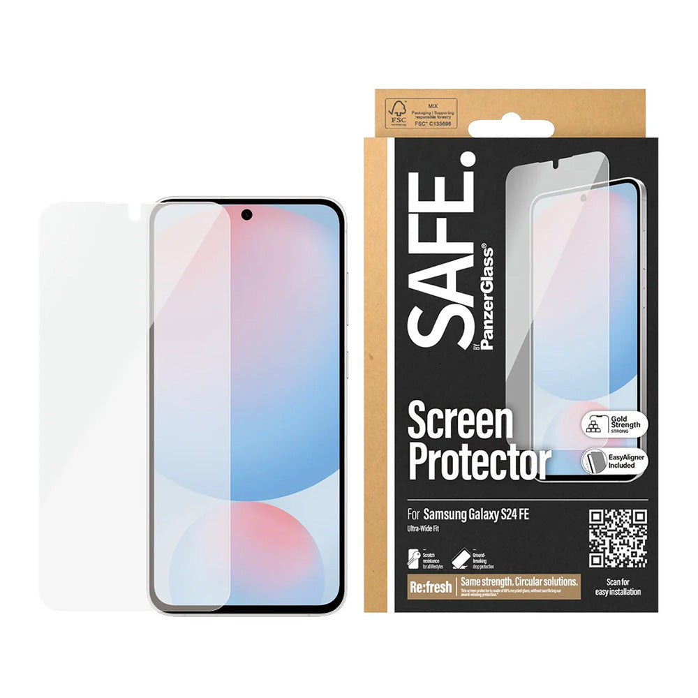 PanzerGlass® - SAFE. Ultra-Wide Fit Screen Protector w. Aligner - Samsung Galaxy S24 FE - Clear