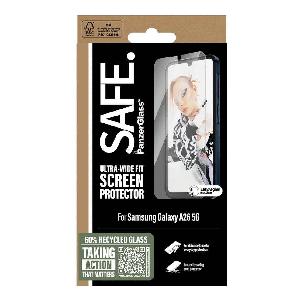 PanzerGlass® - SAFE. Ultra-Wide Fit Screen Protector w. Aligner - Samsung Galaxy A26 5G - Clear