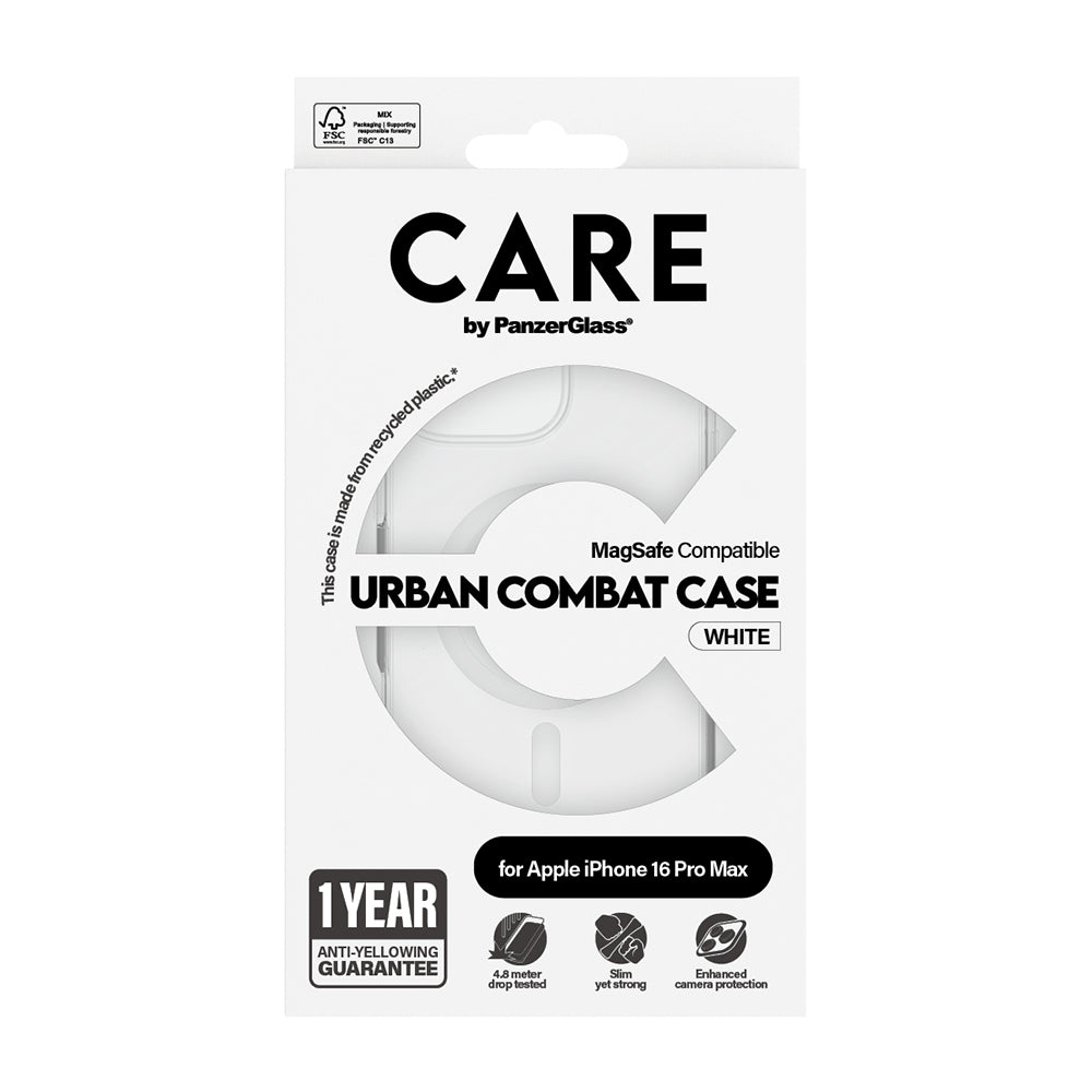 PanzerGlass® - CARE Flagship Urban Combat White MagSafe - iPhone 16 Pro Max - Clear
